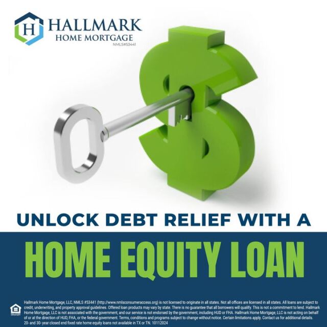 Tired of juggling high-interest debt? A home equity loan could be your path to financial relief! Tap into the equity in your home and consolidate your debt with lower, more manageable payments. Contact us today to find out if this solution fits your financial goals! https://www.hallmarkhomemortgage.com/ #HHM #yourcommunitylender